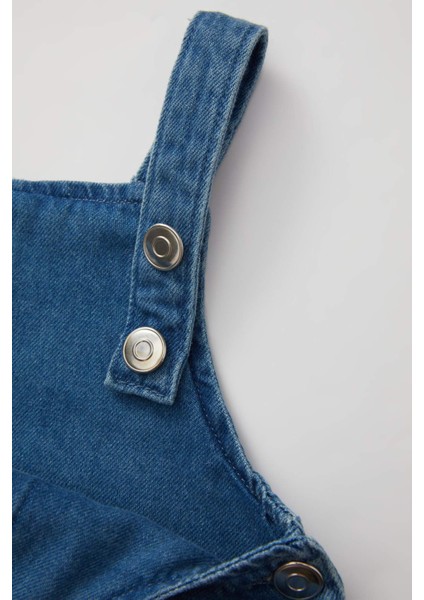 Kız Bebek Nakışlı Askılı Jean Elbise B0066A524SP