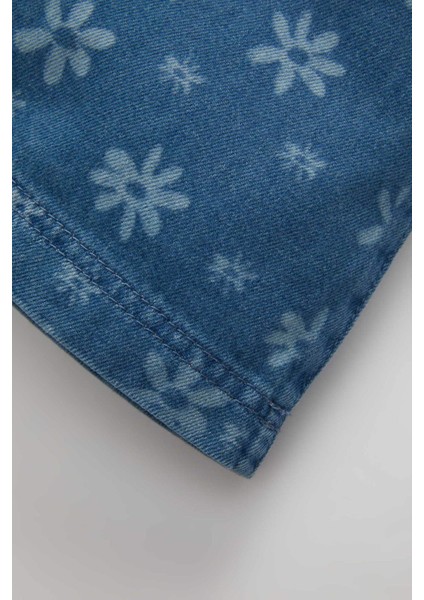 Kız Bebek Nakışlı Askılı Jean Elbise B0066A524SP