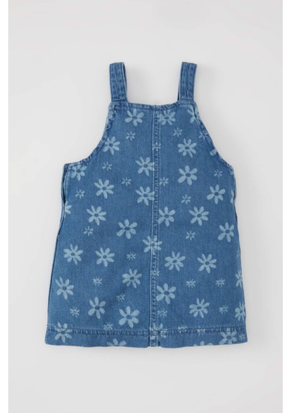 Kız Bebek Nakışlı Askılı Jean Elbise B0066A524SP