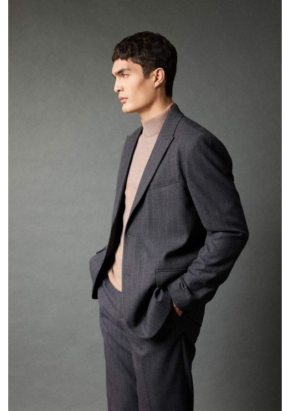 Çizgili Düğmeli Astarlı Blazer Ceket B0151AX23WN