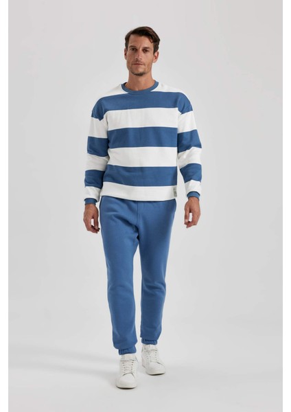 Relax Fit Kalın Jogger Eşofman Altı Basic Düz Beli Bağcıklı Lastikli Paça Cepli U7438AZ23AU