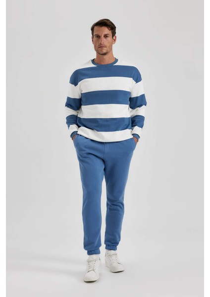Relax Fit Kalın Jogger Eşofman Altı Basic Düz Beli Bağcıklı Lastikli Paça Cepli U7438AZ23AU