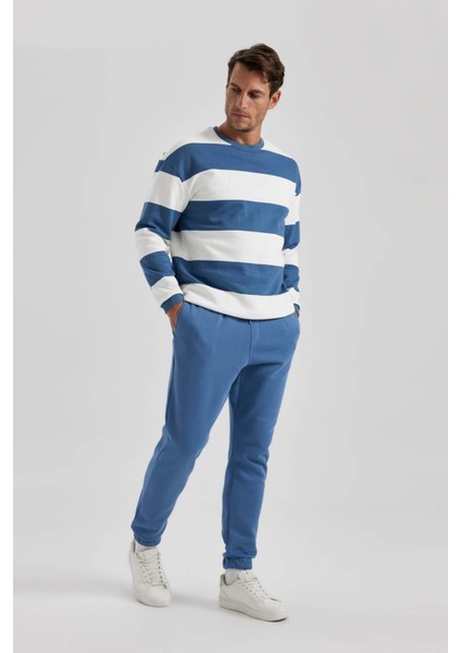 Relax Fit Kalın Jogger Eşofman Altı Basic Düz Beli Bağcıklı Lastikli Paça Cepli U7438AZ23AU