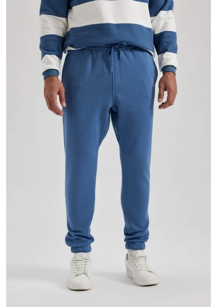 Relax Fit Kalın Jogger Eşofman Altı Basic Düz Beli Bağcıklı Lastikli Paça Cepli U7438AZ23AU
