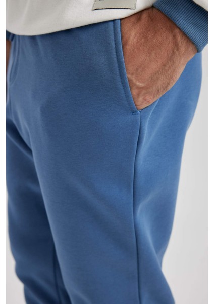 Relax Fit Kalın Jogger Eşofman Altı Basic Düz Beli Bağcıklı Lastikli Paça Cepli U7438AZ23AU