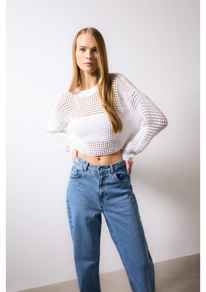 Regular Fit Bisiklet Yaka Kroşe Triko Kazak T4513AZ24SP modelleri