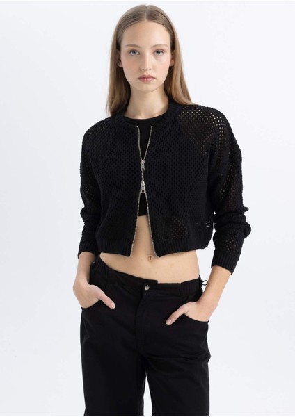 Coool Fitted Crop Fermuarlı Triko Hırka B6718AX24SP