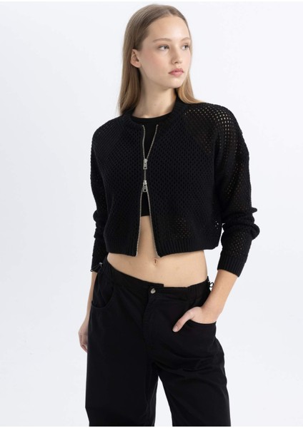 Coool Fitted Crop Fermuarlı Triko Hırka B6718AX24SP