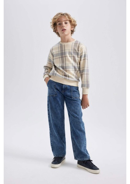 Erkek Çocuk Bisiklet Yaka Desenli Flanel Sweatshirt B5390A823WN fiyatları