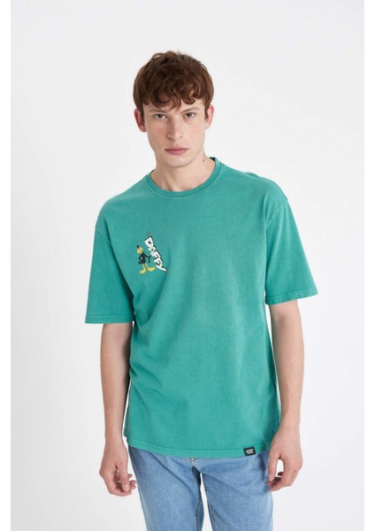 Looney Tunes Oversize Geniş Kalıp Bisiklet Yaka Sırt Baskılı Kısa Kollu Tişört modelleri