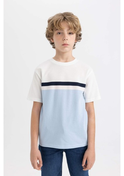 Erkek Çocuk Bisiklet Yaka Renk Bloklu Pike Kısa Kollu Tişört modelleri