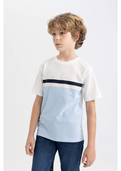 Erkek Çocuk Bisiklet Yaka Renk Bloklu Pike Kısa Kollu Tişört fırsatları