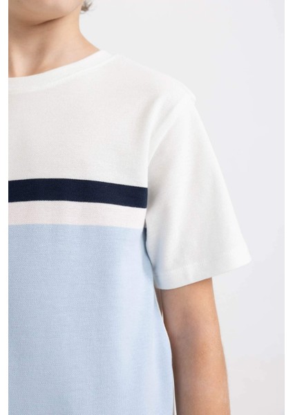 Erkek Çocuk Bisiklet Yaka Renk Bloklu Pike Kısa Kollu Tişört indirimleri