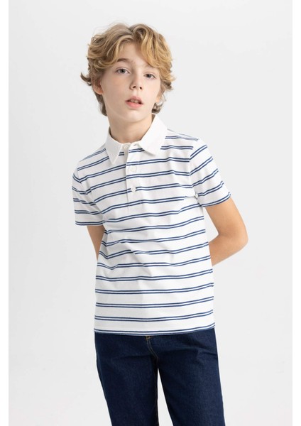 Erkek Çocuk Çizgili Pike Kısa Kollu Polo Tişört fırsatları