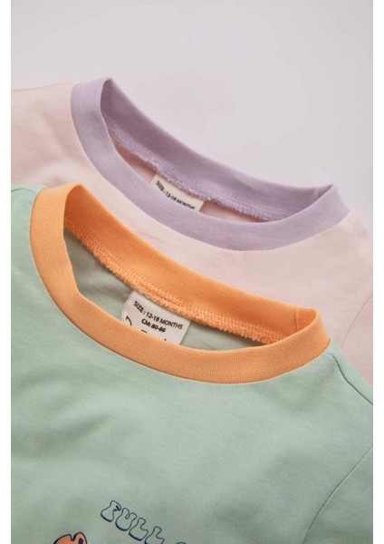 Kız Bebek Slogan Baskılı Uzun Kollu Penye 4'lü Peny ePijama B0781A523AU modelleri