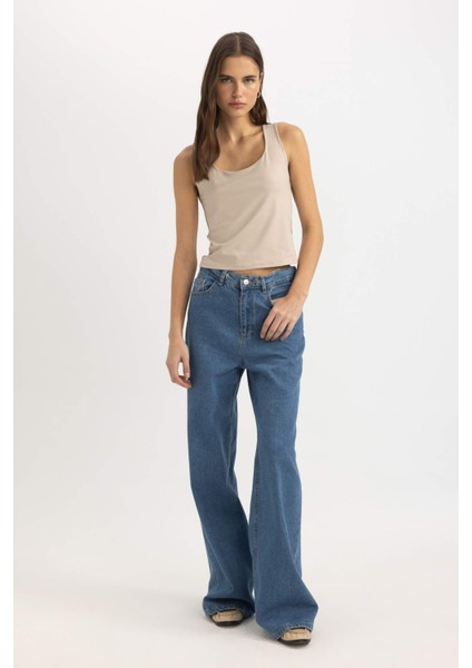 Slim Fit Dar Kesim U Yaka Basic Düz Atlet C2622AX24SP