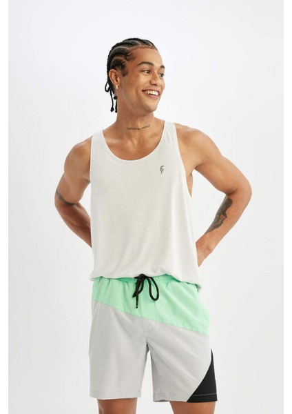 DeFactoFit Regular Fit Baskılı Esnek Dokulu Kısa Boy Deniz Şortu B5999AX24HS