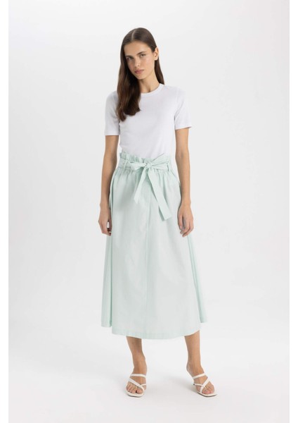 A Kesim Normal Bel Poplin Midi Etek C7238AX24SM