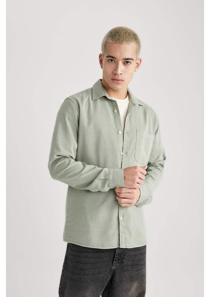 Regular Fit Polo Yaka Pamuklu Uzun Kollu Gömlek B4140AX24SP