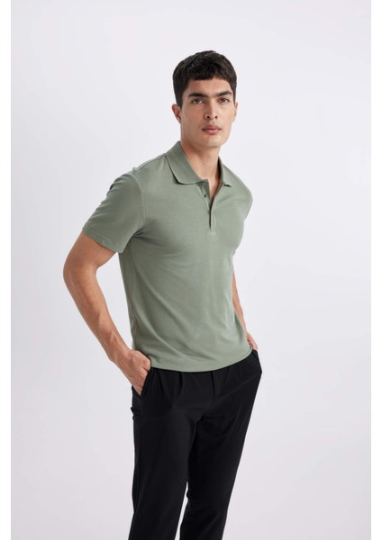 Slim Fit Dar Kesim Polo Yaka Kısa Kollu Pamuklu Modal Karışımlı Basic Düz Tişört M6609AZ24SP modelleri