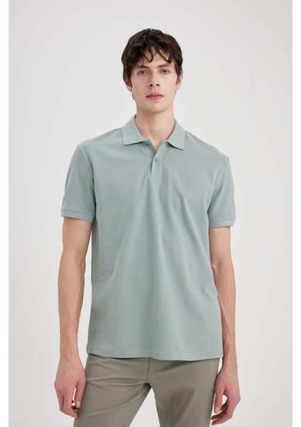 Regular Fit Kısa Kollu Basic Düz Pike Kumaş Polo Tişört C1293AX24SP