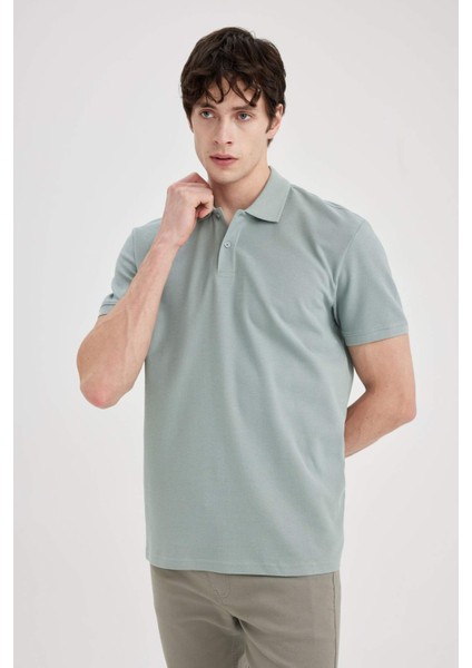 Regular Fit Kısa Kollu Basic Düz Pike Kumaş Polo Tişört C1293AX24SP