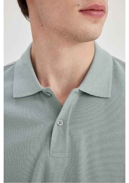 Regular Fit Kısa Kollu Basic Düz Pike Kumaş Polo Tişört C1293AX24SP