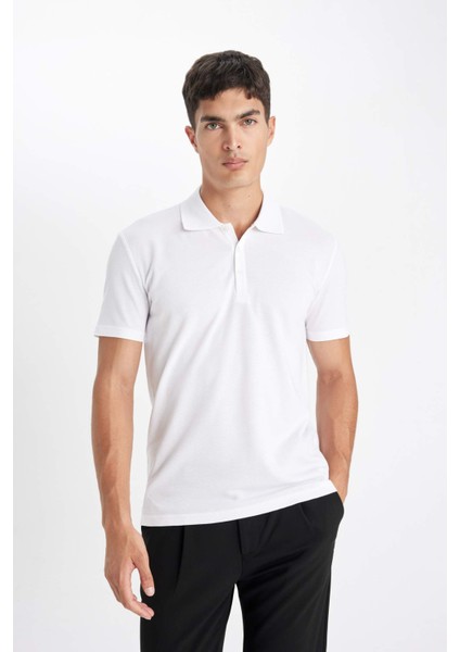 Slim Fit Dar Kesim Polo Yaka Kısa Kollu Pamuklu Basic Düz Tişört M6609AZ24SP