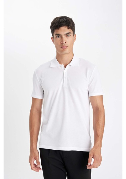 Slim Fit Dar Kesim Polo Yaka Kısa Kollu Pamuklu Basic Düz Tişört M6609AZ24SP