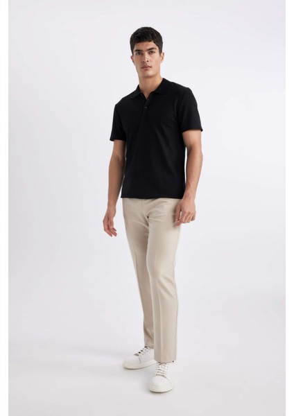 Slim Fit Dar Kesim Polo Yaka Kısa Kollu Pamuklu Basic Düz Tişört M6609AZ24SP