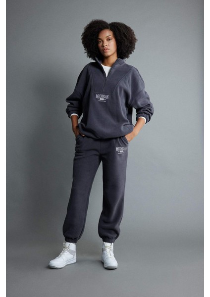 Oversize Fit Yarım Fermuarlı Polar Sweatshirt Y2649AZ23WN
