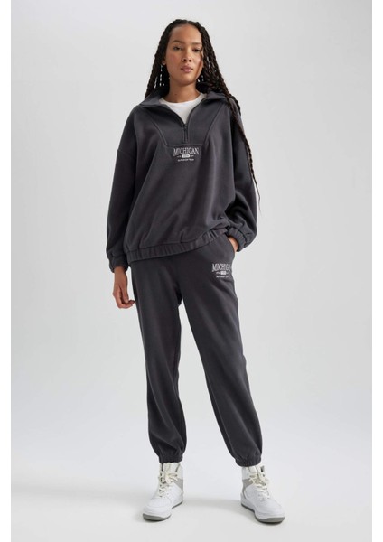 Oversize Fit Yarım Fermuarlı Polar Sweatshirt Y2649AZ23WN
