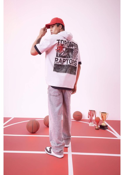 Fit NBA Toronto Raptors Oversize Geniş Kalıp Kapüşonlu Kısa Kollu Tişört B3883AX24SP