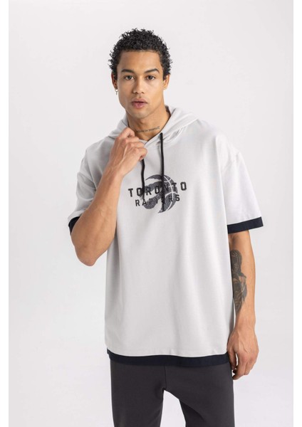 Fit NBA Toronto Raptors Oversize Geniş Kalıp Kapüşonlu Kısa Kollu Tişört B3883AX24SP