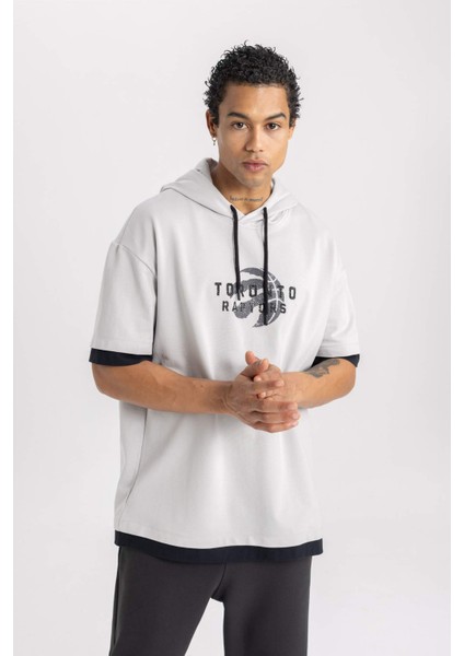 Fit NBA Toronto Raptors Oversize Geniş Kalıp Kapüşonlu Kısa Kollu Tişört B3883AX24SP