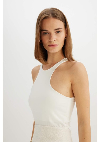 Slim Fit Dar Kesim Halter Yaka Basic Düz Atlet C9248AX24SM