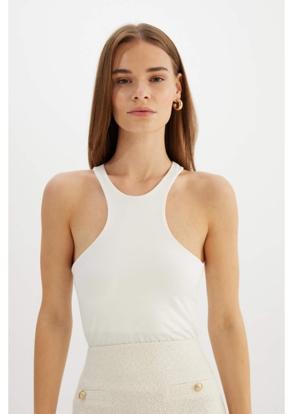 Slim Fit Dar Kesim Halter Yaka Basic Düz Atlet C9248AX24SM