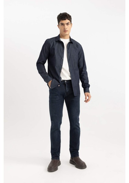 Slim Fit Jean Görünümlü Uzun Kollu Gömlek A9817AX23AU fiyatları