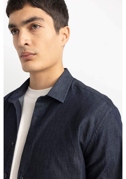Slim Fit Jean Görünümlü Uzun Kollu Gömlek A9817AX23AU fırsatları