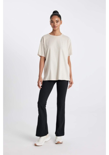 Fit Oversize Bisiklet Yaka Baskılı Sporcu Kısa Kollu Tişört Z6695AZ24SM