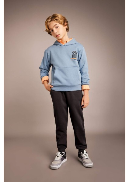 Erkek Çocuk Baskılı Kapüşonlu Kalın Sweatshirt B6313A823CW fiyatları