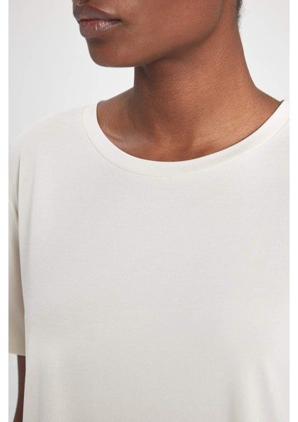 Fit Oversize Modal Bisiklet Yaka Sporcu Kısa Kollu Tişört B5536AX24SP
