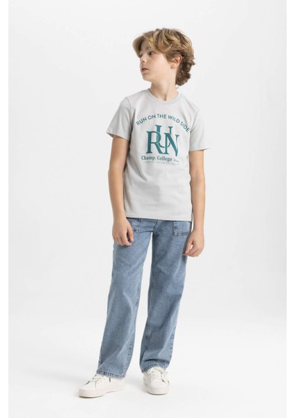 Erkek Çocuk Bisiklet Yaka Baskılı Kısa Kollu Tişört fiyatları