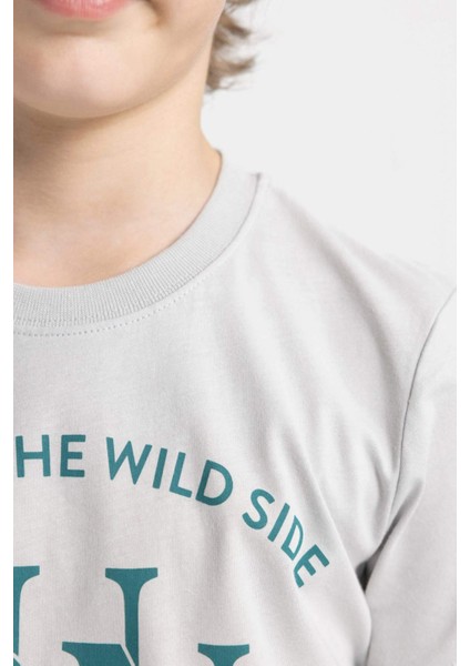 Erkek Çocuk Bisiklet Yaka Baskılı Kısa Kollu Tişört indirimleri