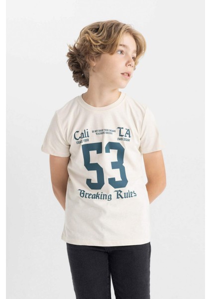 Erkek Çocuk Bisiklet Yaka Baskılı Kısa Kollu Tişört C6888A824HS fırsatları