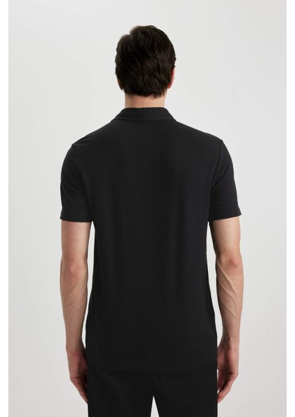 Slim Fit Dar Kesim Polo Yaka Pamuklu Kısa Kollu Siyah Tişört X2594AZ24SM indirimleri