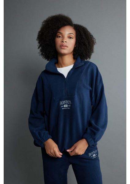 Oversize Fit Yarım Fermuarlı Polar Sweatshirt Y2649AZ23WN