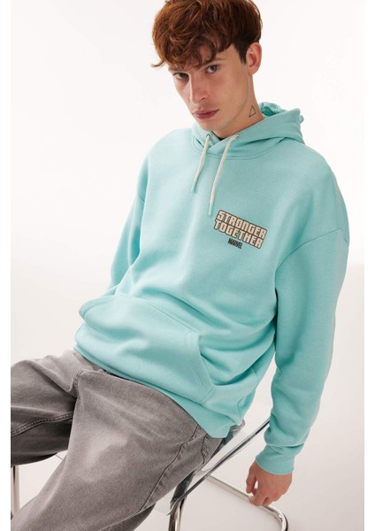 Marvel Comics Oversize Fit Kapüşonlu Sırt Baskılı Kalın Sweatshirt A7877AX23WN modelleri