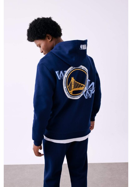 Fit NBA Golden State Warriors Standart Fit Kapüşonlu Sırt Baskılı Kalın Sweatshirt A7216AX23AU fırsatları