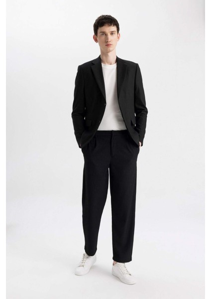 Yazlık Kumaş Pantolon Tapered Fit Normal Kesim Düz Paça Her Yöne Esneyen B6584AX24SP